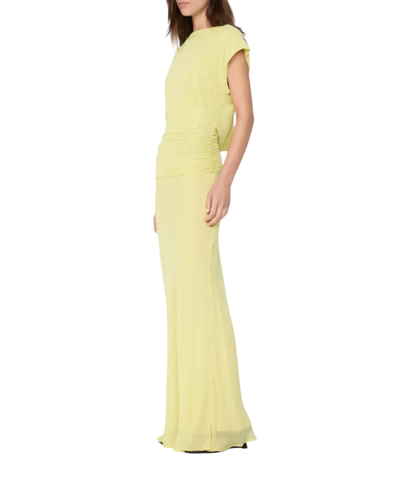 BEC + BRIDGE Jehnaya Asymmetric Maxi Dress | Sz 8, Yellow, Mesh, Cowl, Backless