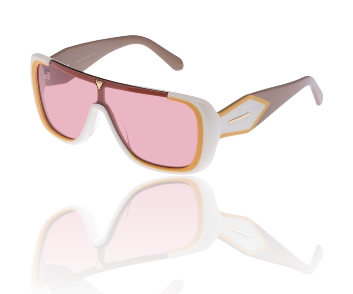 Karen Walker Hexed Sunglasses | Ivory/White, Pink Lenses, Shield, Acetate