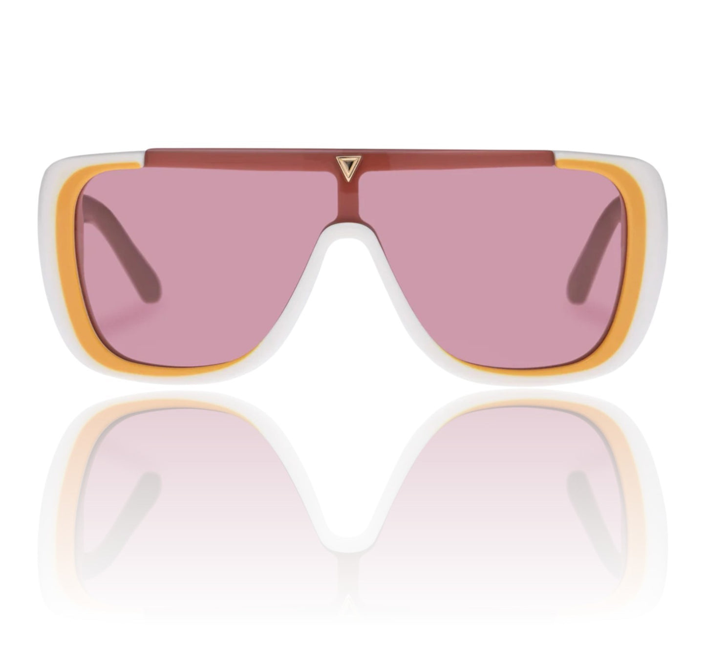 Karen Walker Hexed Sunglasses | Ivory/White, Pink Lenses, Shield, Acetate