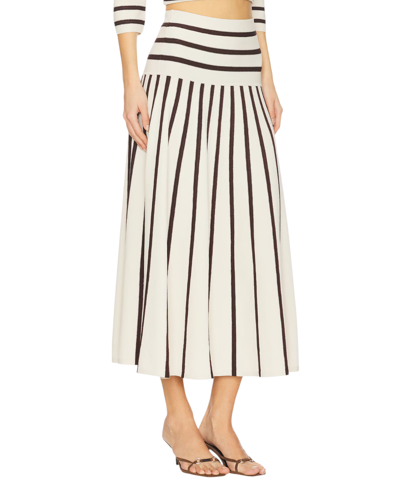 Zimmermann Illuminate Stripe Midi Skirt | Black/White, Stretch, Knit, High Waist