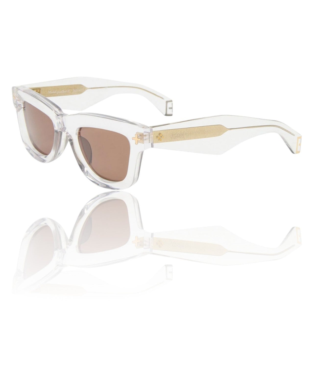 Ksubi Goodsen II Sunglasses | Krystal/Gold Acetate | Brown Tint, D-Frame, Unisex