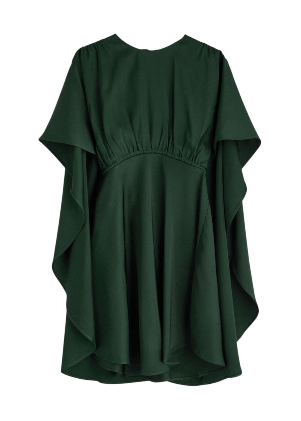 Zimmermann Eden Cascading Mini Dress | Bottle Green, Cape, Fit & Flare, Viscose