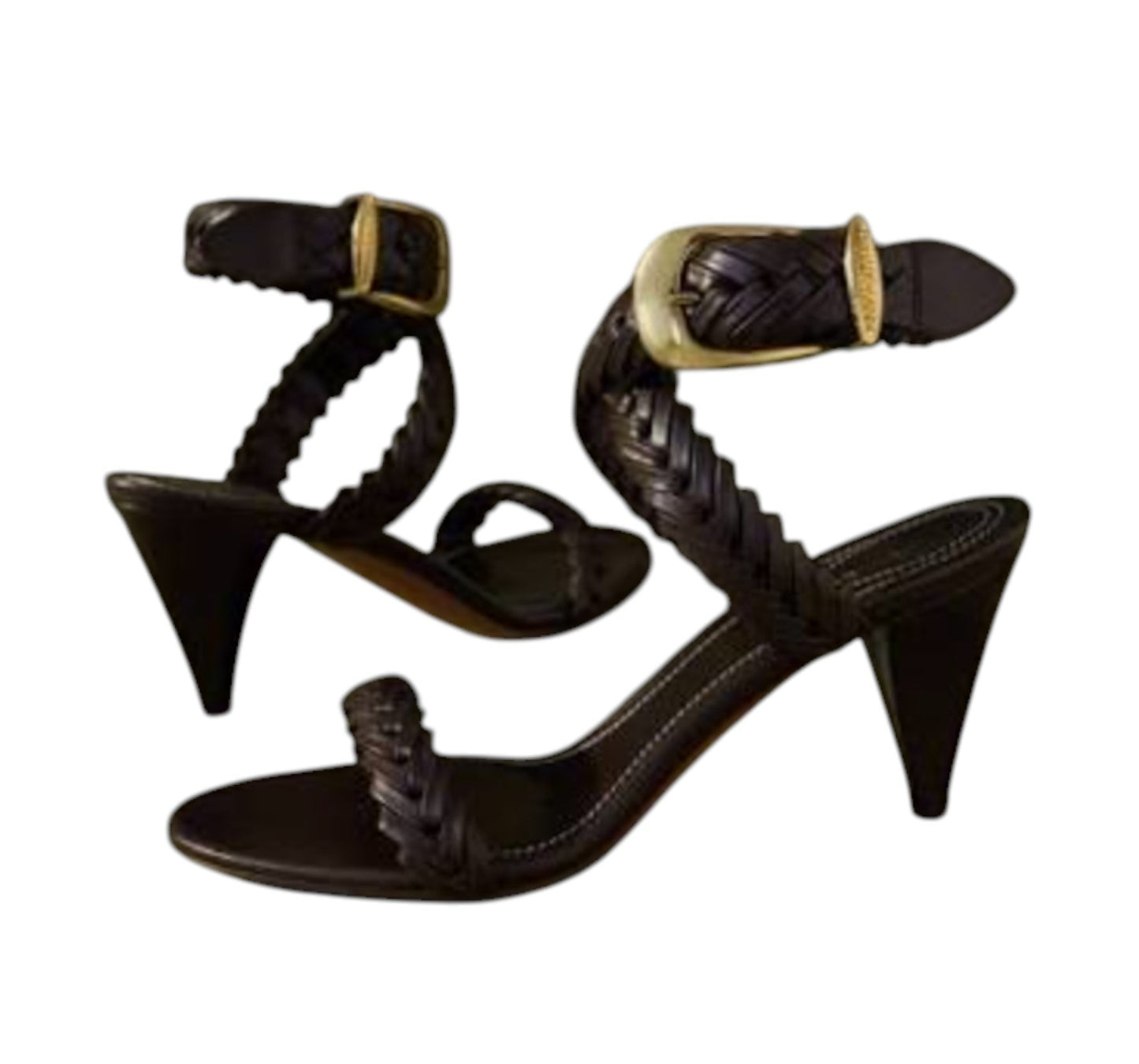 Zimmermann Helix Sandal 75 | Choc Brown,Leather, Braided, Stiletto, Ankle Strap