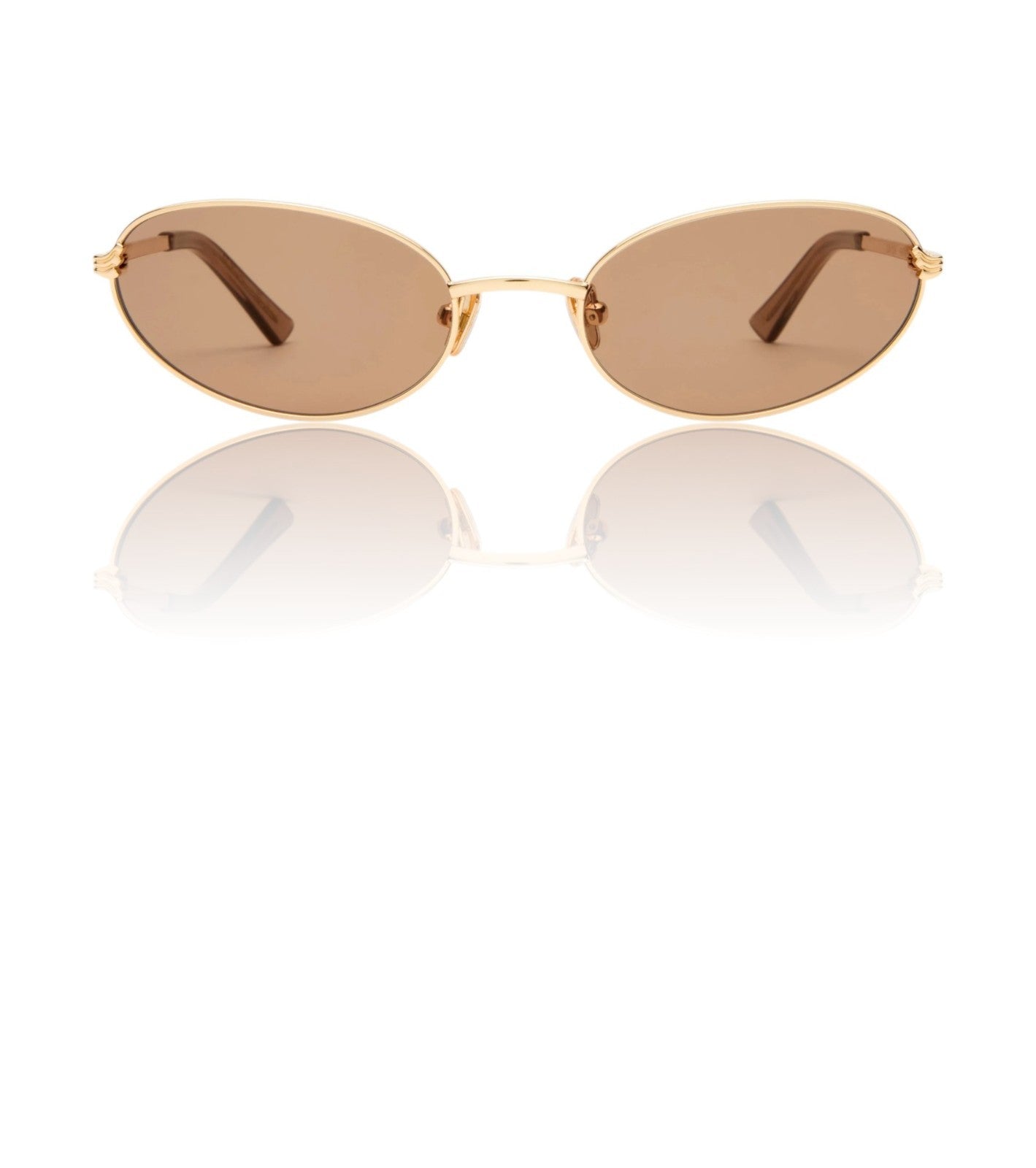 Luv Lou The Rose Sunglasses | Gold Metal, Cats Eye, Oval, Tan/Brown Mono Lenses