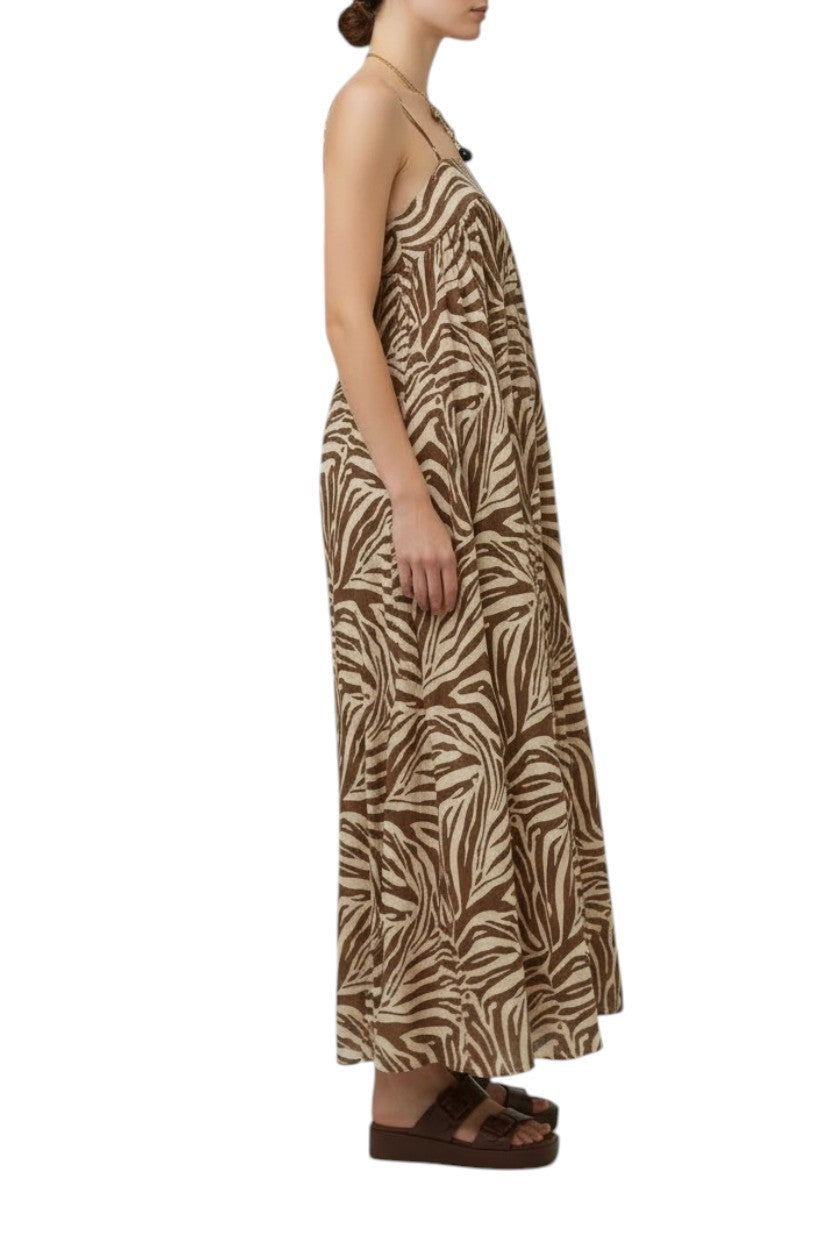 Zimmermann Wanderlust Maxi Dress | Zebra Print, Cotton, Spaghetti Straps, Summer