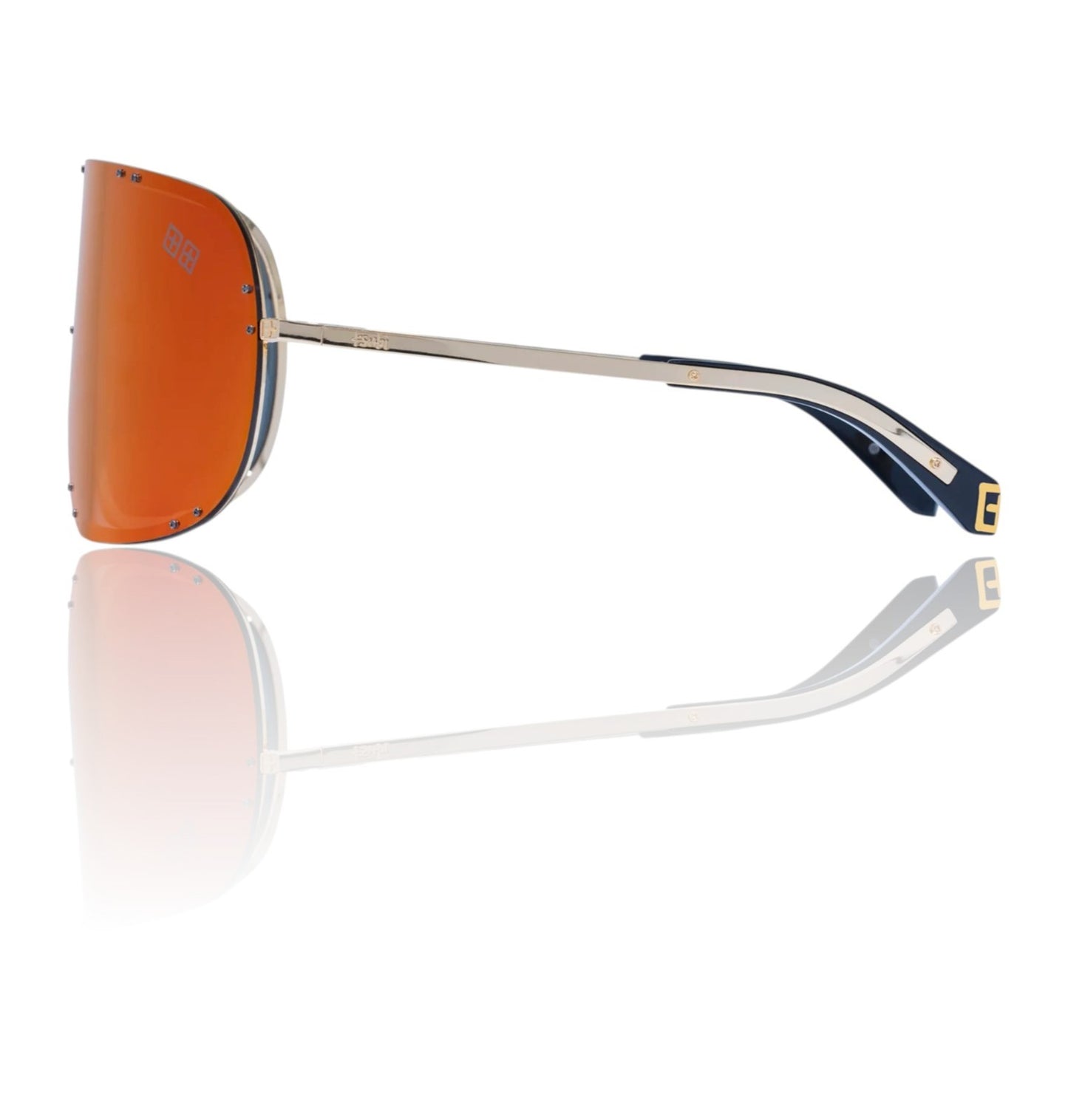 Ksubi Tyrell Sunglasses | Mask/Shield, Gold, Pink/Red Mirror Lenses, Festival