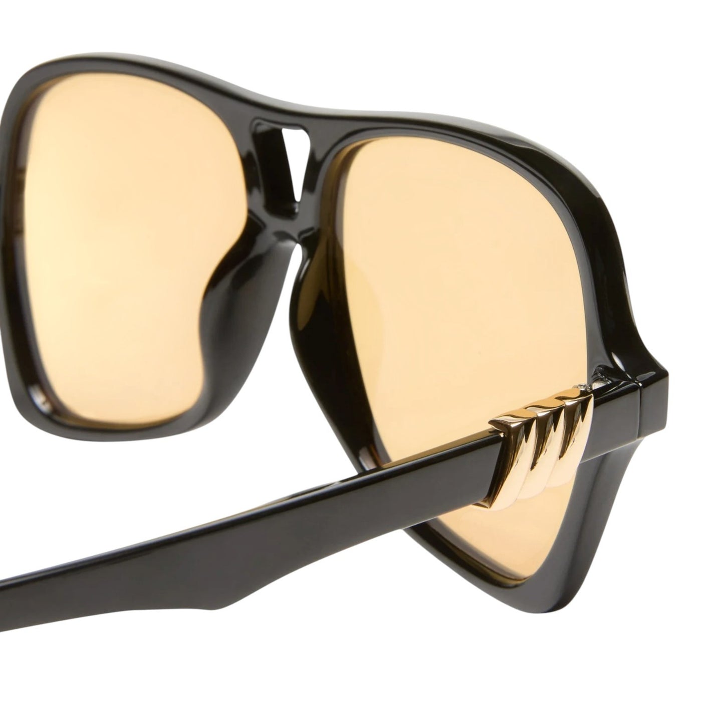 Le Specs Fortune Teller Sunglasses |Black Acetate, Amber Lenses, Vintage Inspire