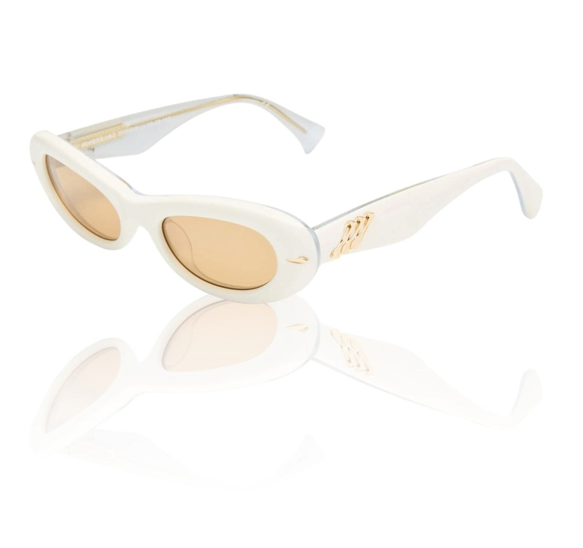 Le Specs LUXE Edition | Numero Uno, Ivory/White, Small/Oval, Tan Tint Lens