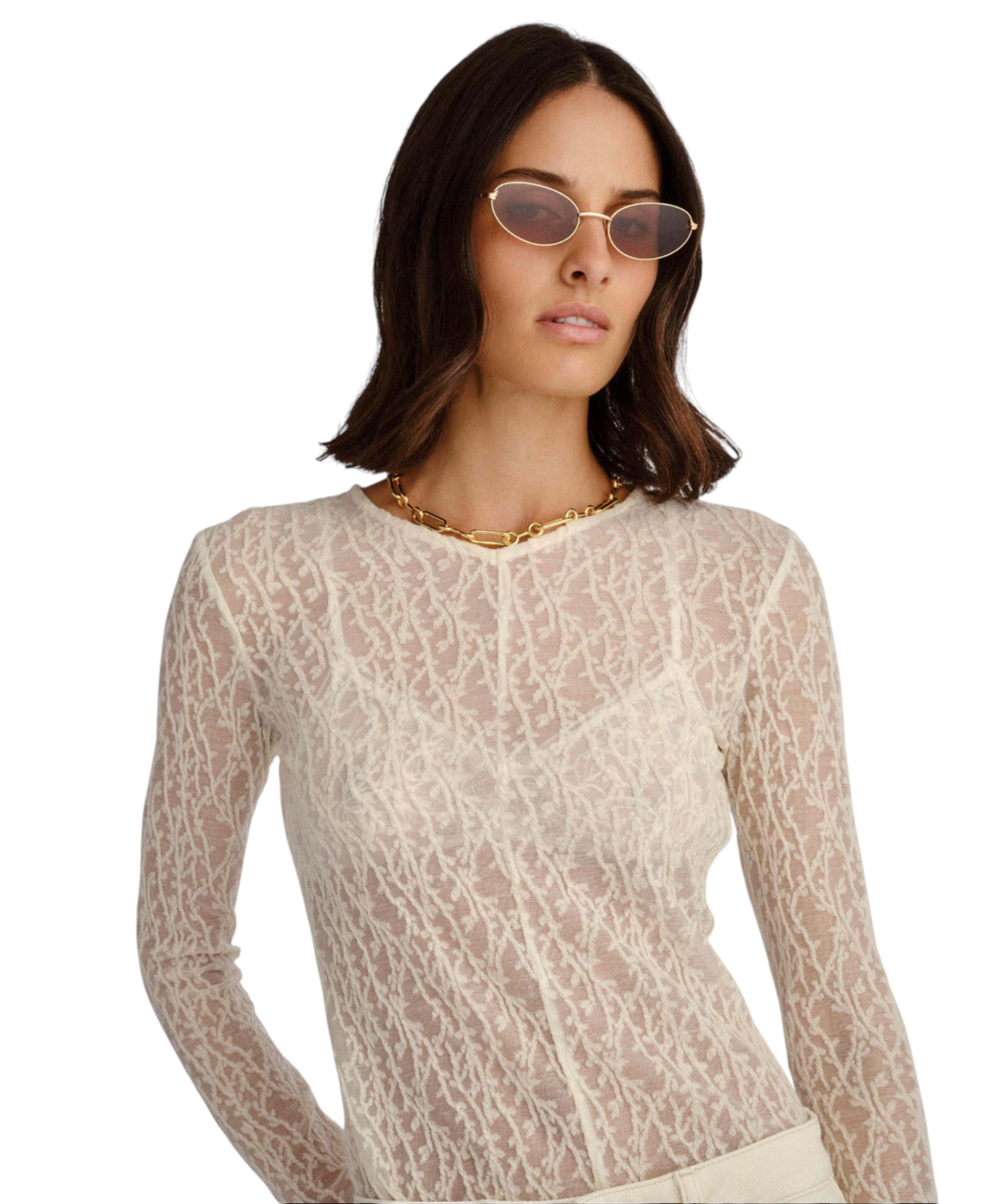 Luv Lou The Rose Sunglasses | Gold Metal, Cats Eye, Oval, Tan/Brown Mono Lenses