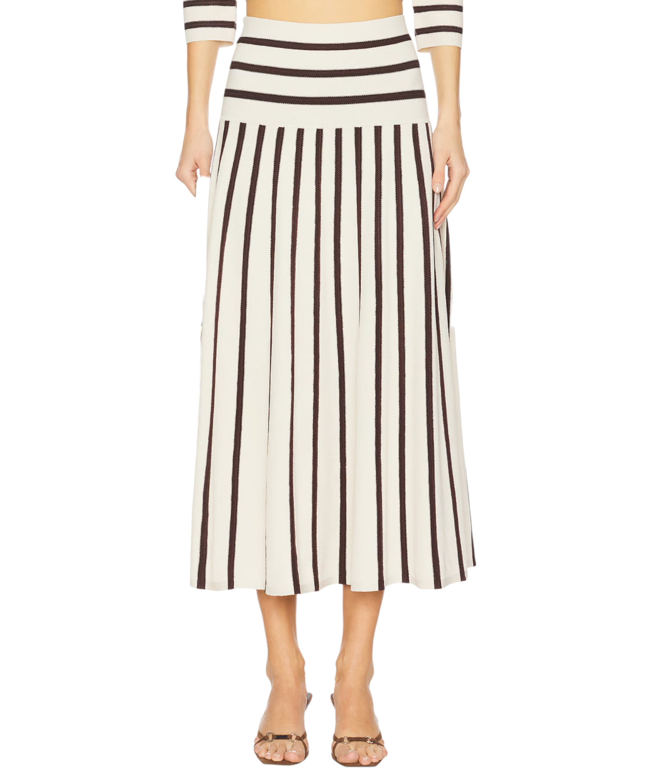 Zimmermann Illuminate Stripe Midi Skirt | Black/White, Stretch, Knit, High Waist