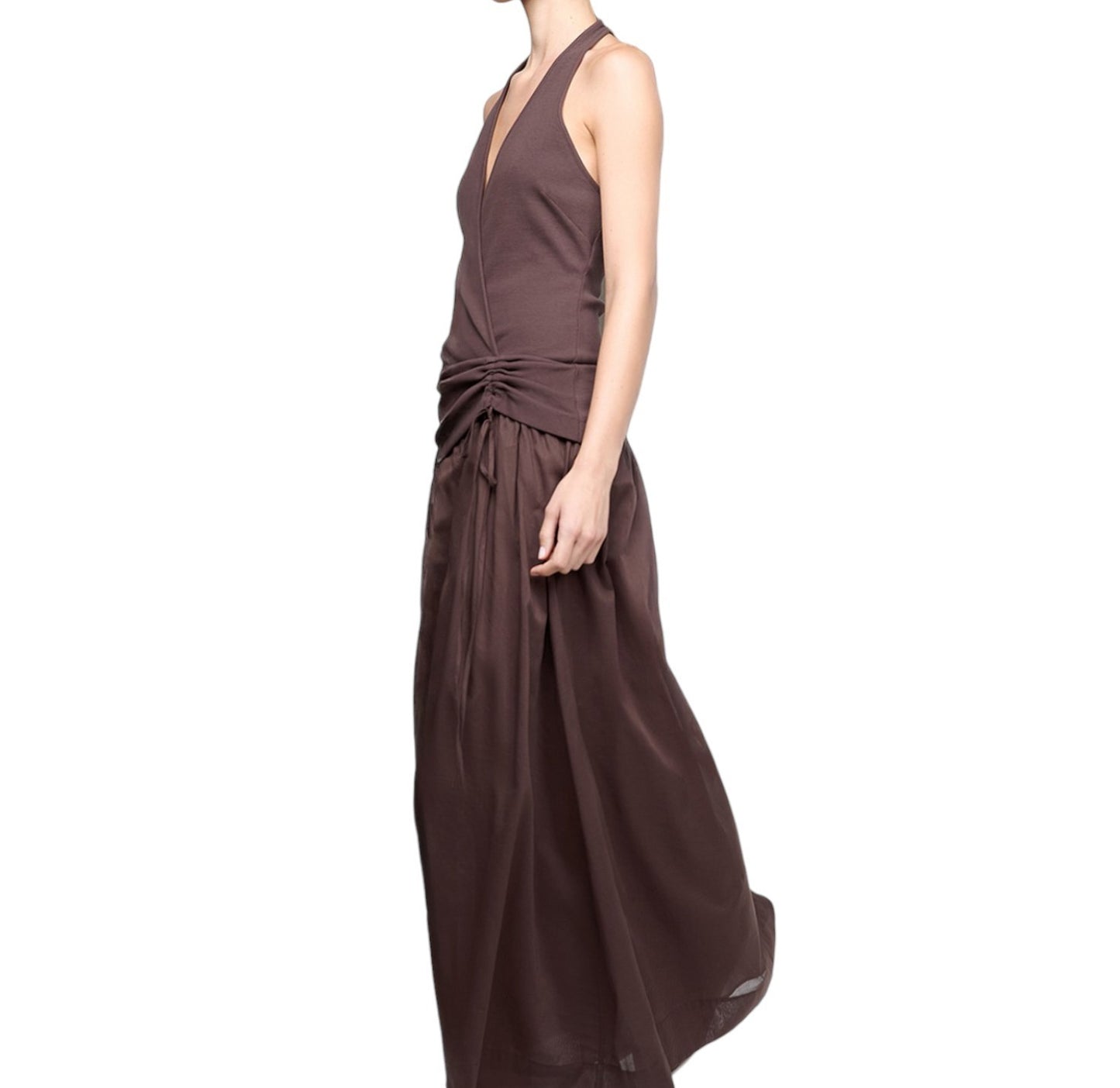 BEC + BRIDGE Sabrine Halter Maxi Dress | Sz 8 AU, Chocolate Brown, Stretch