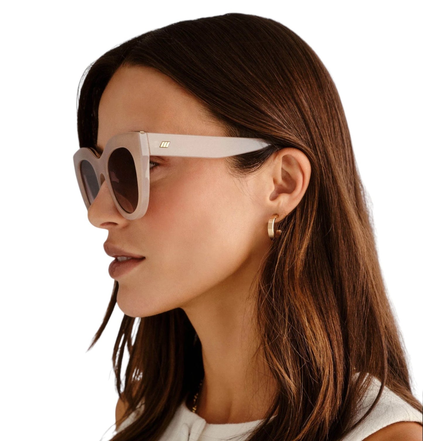 Le Specs Air Heart Sunglasses | Oatmeal/ Beige, Cat Eye, Oversized, Acetate
