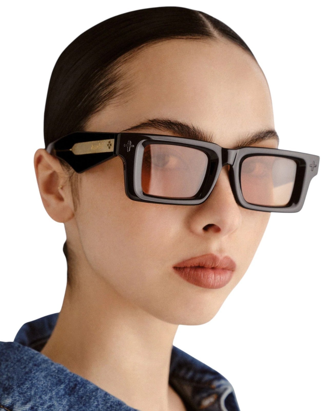 Ksubi Goodsen II Sunglasses | Black/Gold Acetate | Amber Tint, D-Frame, Unisex