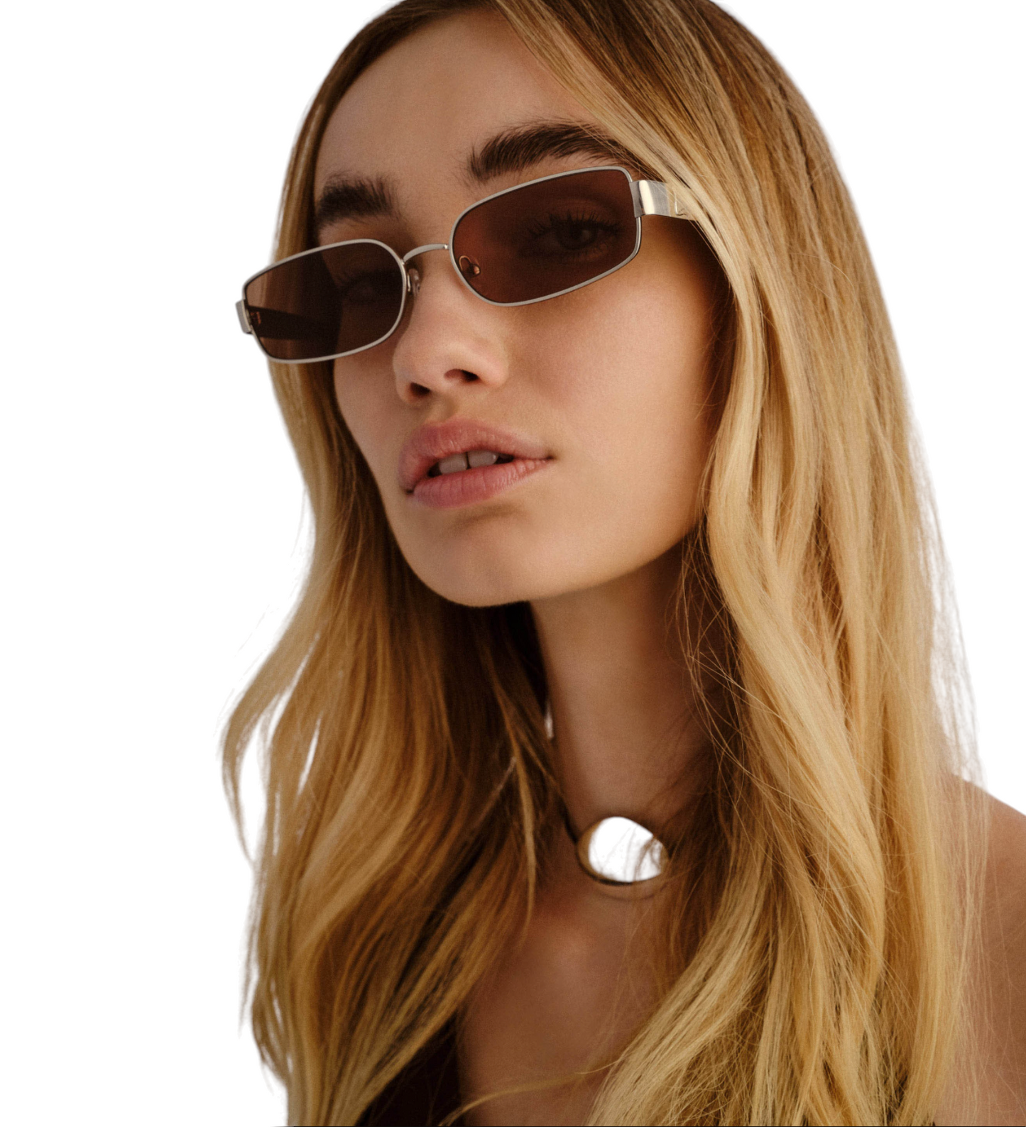 LuvLou The Ryan Sunglasses | Silver Metal, Rectangle, Khaki Green Lenses