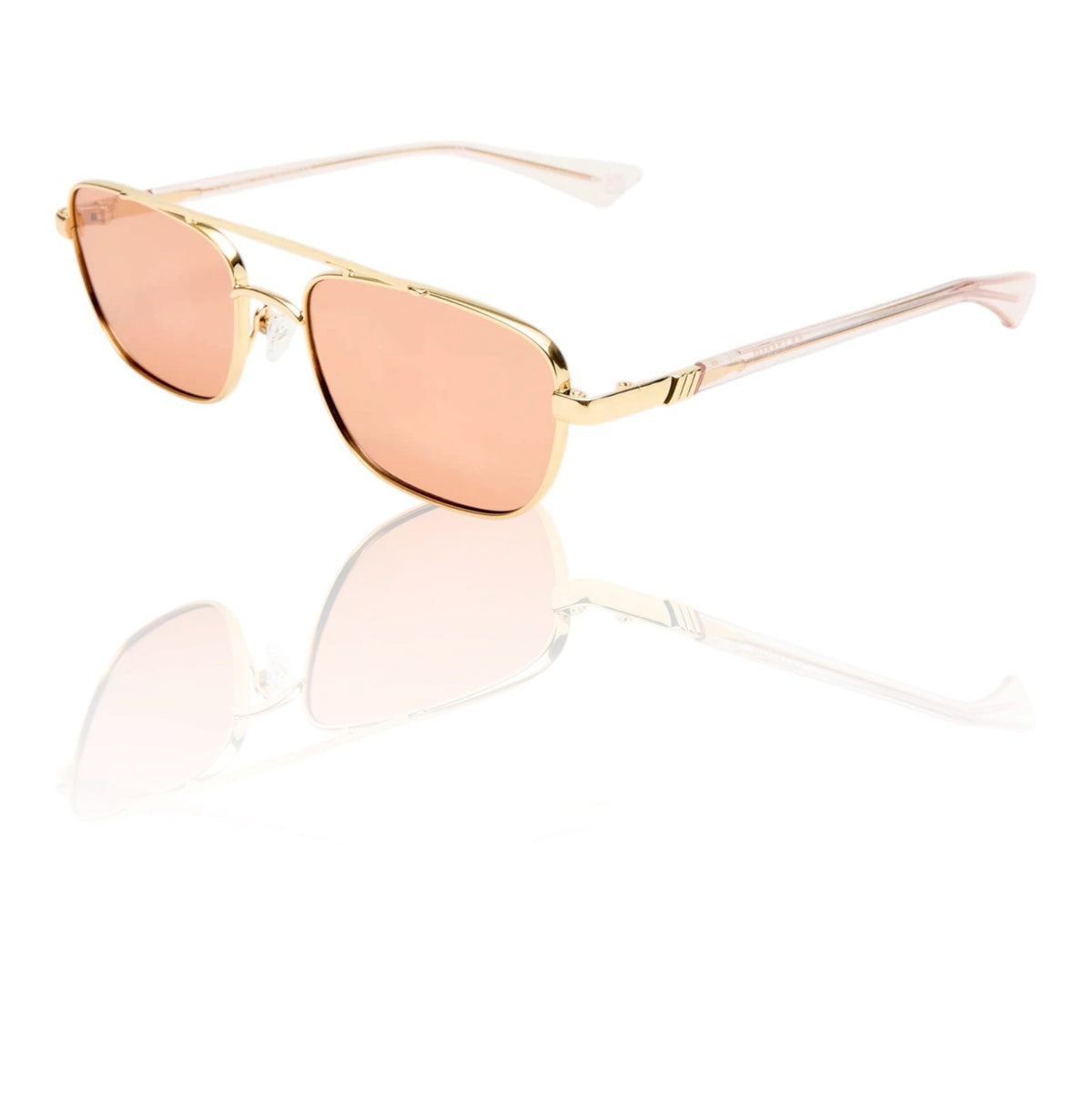 Le Specs Le Mimi Sunglasses | Gold Frame, Cinnamon Tint, Modern Aviator, Metal