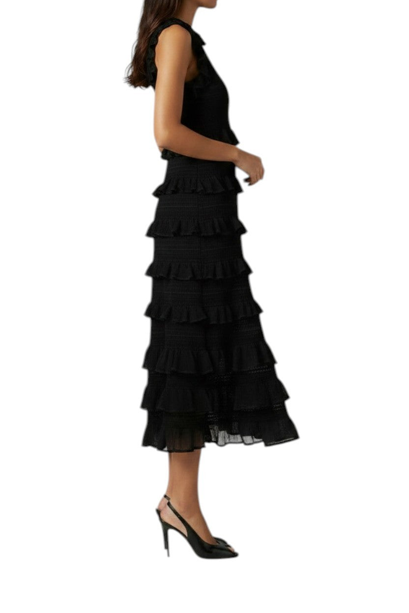 Zimmermann Hypnotic lace knit racer dress | Midi, Black, Tiered, Knitted, Ruffle