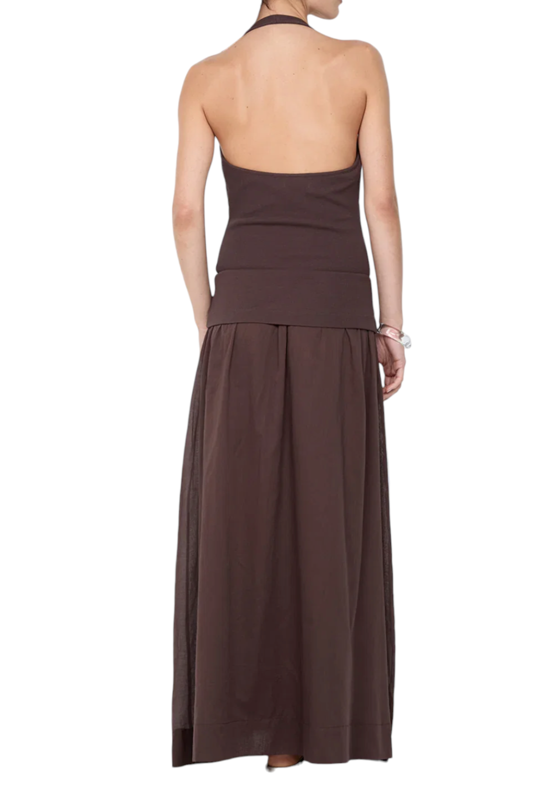 BEC + BRIDGE Sabrine Halter Maxi Dress | Sz 8 AU, Chocolate Brown, Stretch