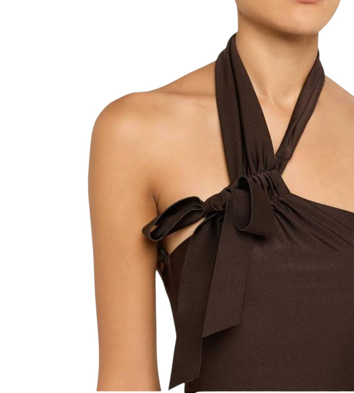 Zimmermann Awaken Tie Neck One Piece | Brown, Full Coverage, Knot Detail, Halter