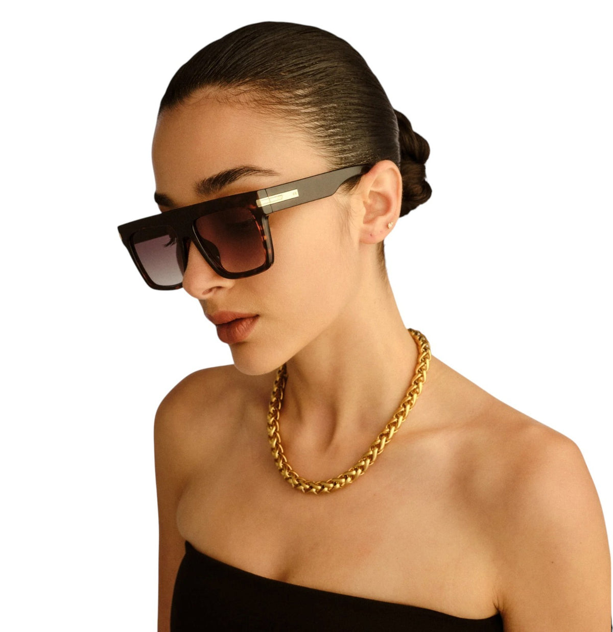 Le Specs Offside Sunglasses | Oversized, Tortoise Shell, Shield, Khaki Gradient