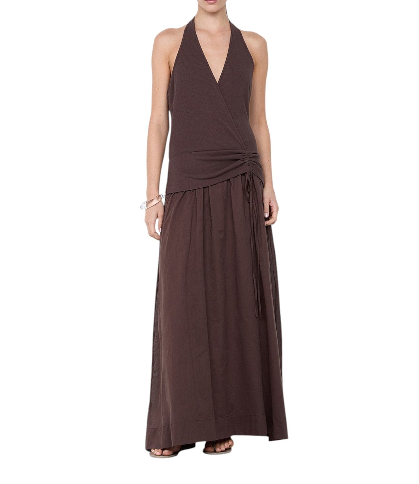 BEC + BRIDGE Sabrine Halter Maxi Dress | Sz 8 AU, Chocolate Brown, Stretch