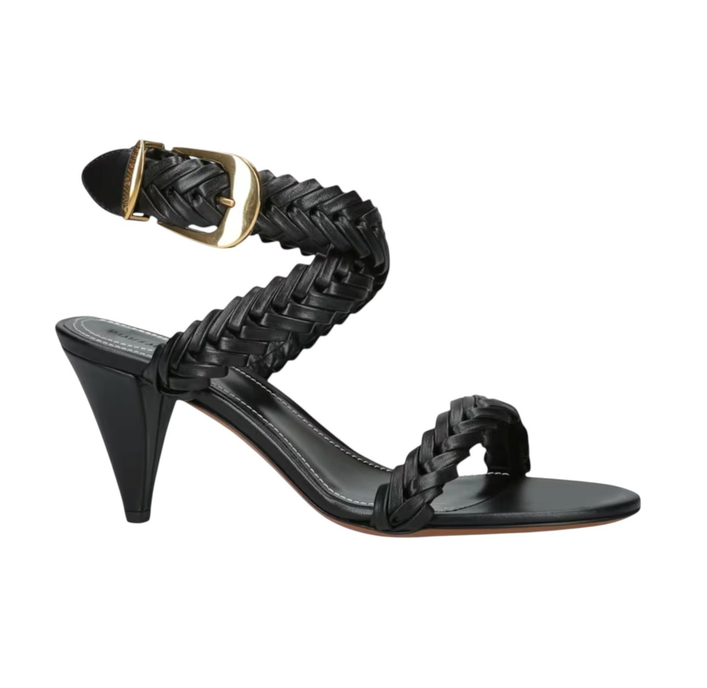 Zimmermann Helix Sandal 75 | Black, Calf Leather, Braided, Stilleto, Ankle Strap