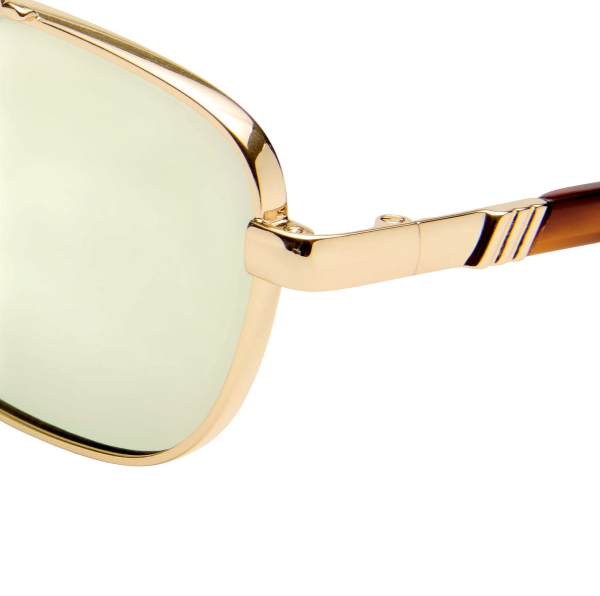 Le Specs Le Mimi Sunglasses | Gold Frame, Moss/Green Tint, Modern Aviator, Metal