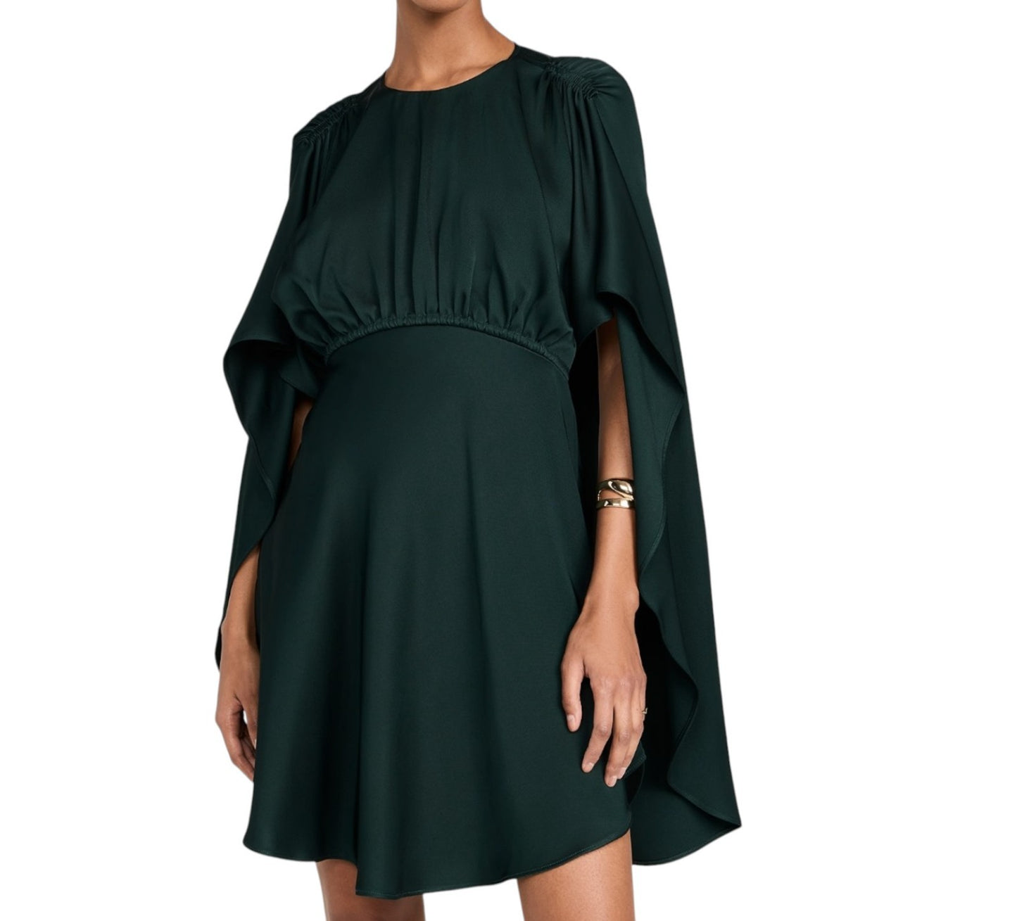 Zimmermann Eden Cascading Mini Dress | Bottle Green, Cape, Fit & Flare, Viscose