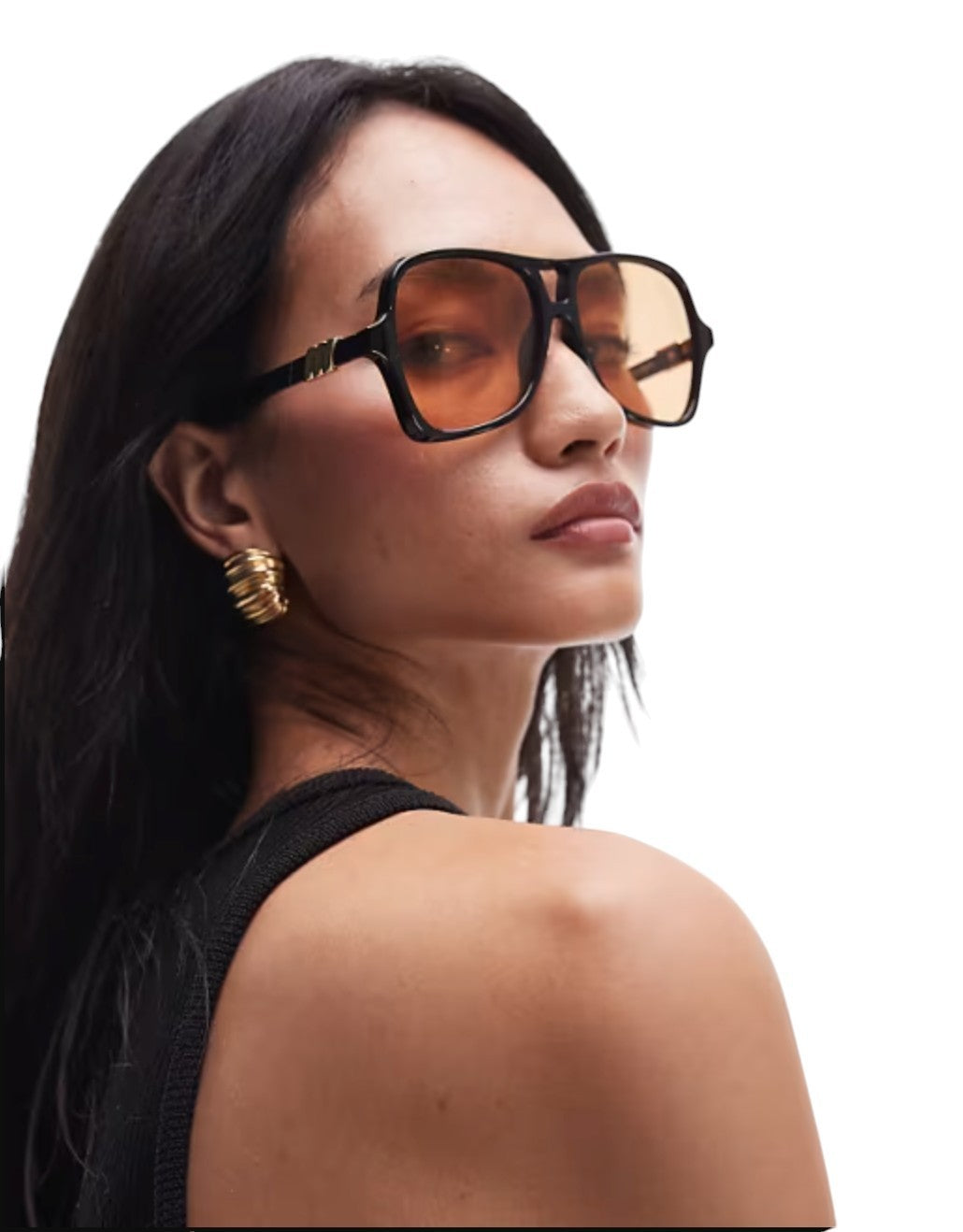 Le Specs Fortune Teller Sunglasses |Black Acetate, Amber Lenses, Vintage Inspire