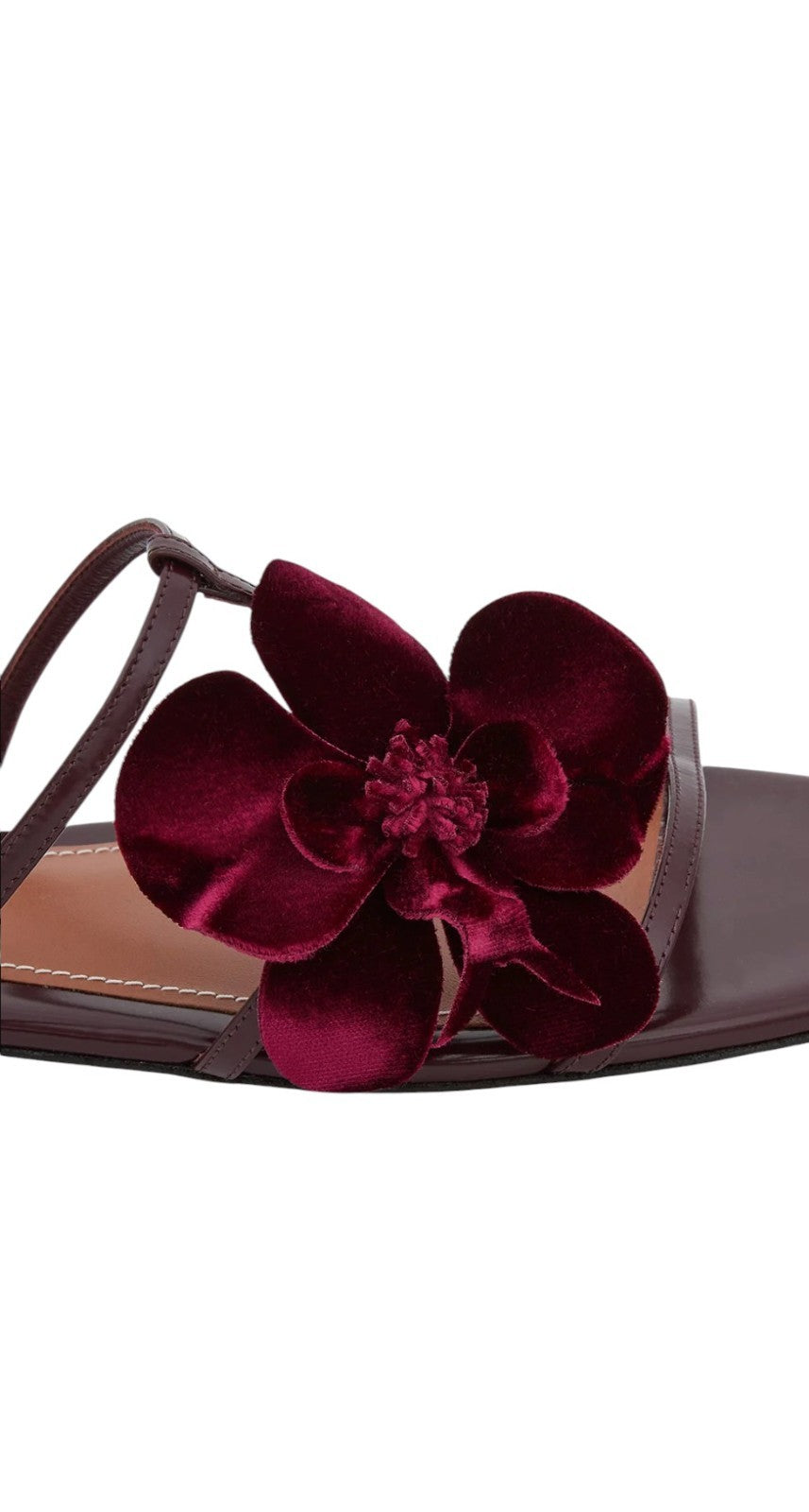 Zimmermann Orchid Slide Sandal | Ruby/Red/ Burgundy, Flats, Flower, Leather