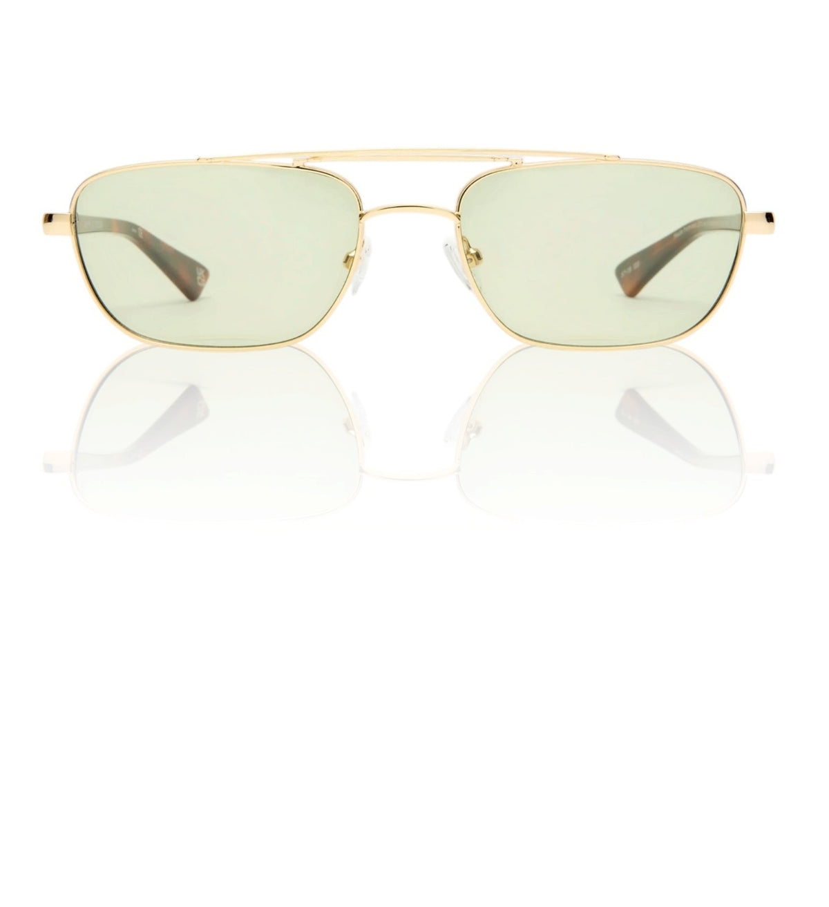 Le Specs Le Mimi Sunglasses | Gold Frame, Moss/Green Tint, Modern Aviator, Metal