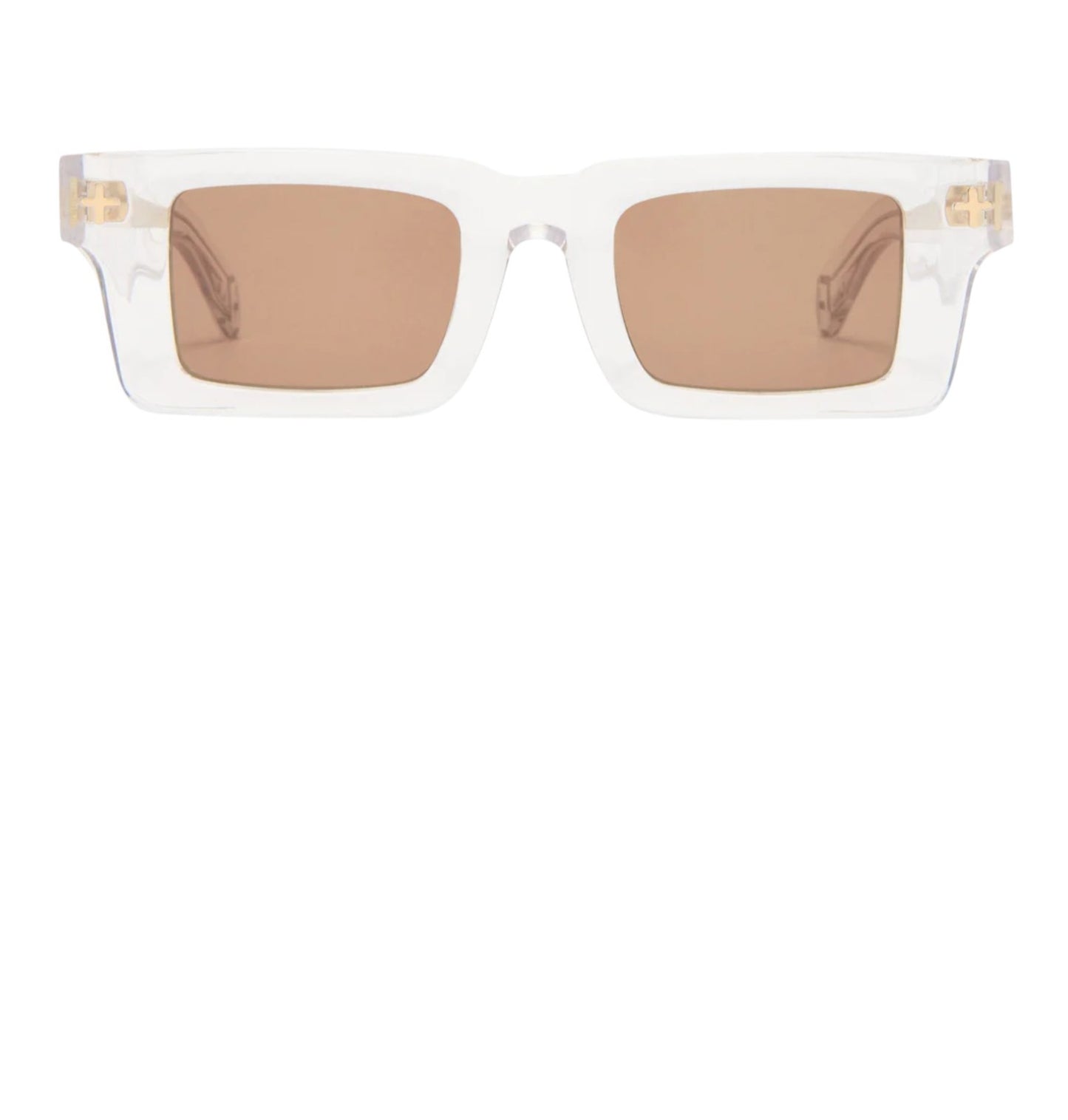 Ksubi Smiths II Sunglasses |Krystal/Gold Acetate | Brown Tint, Rectangle, Unisex