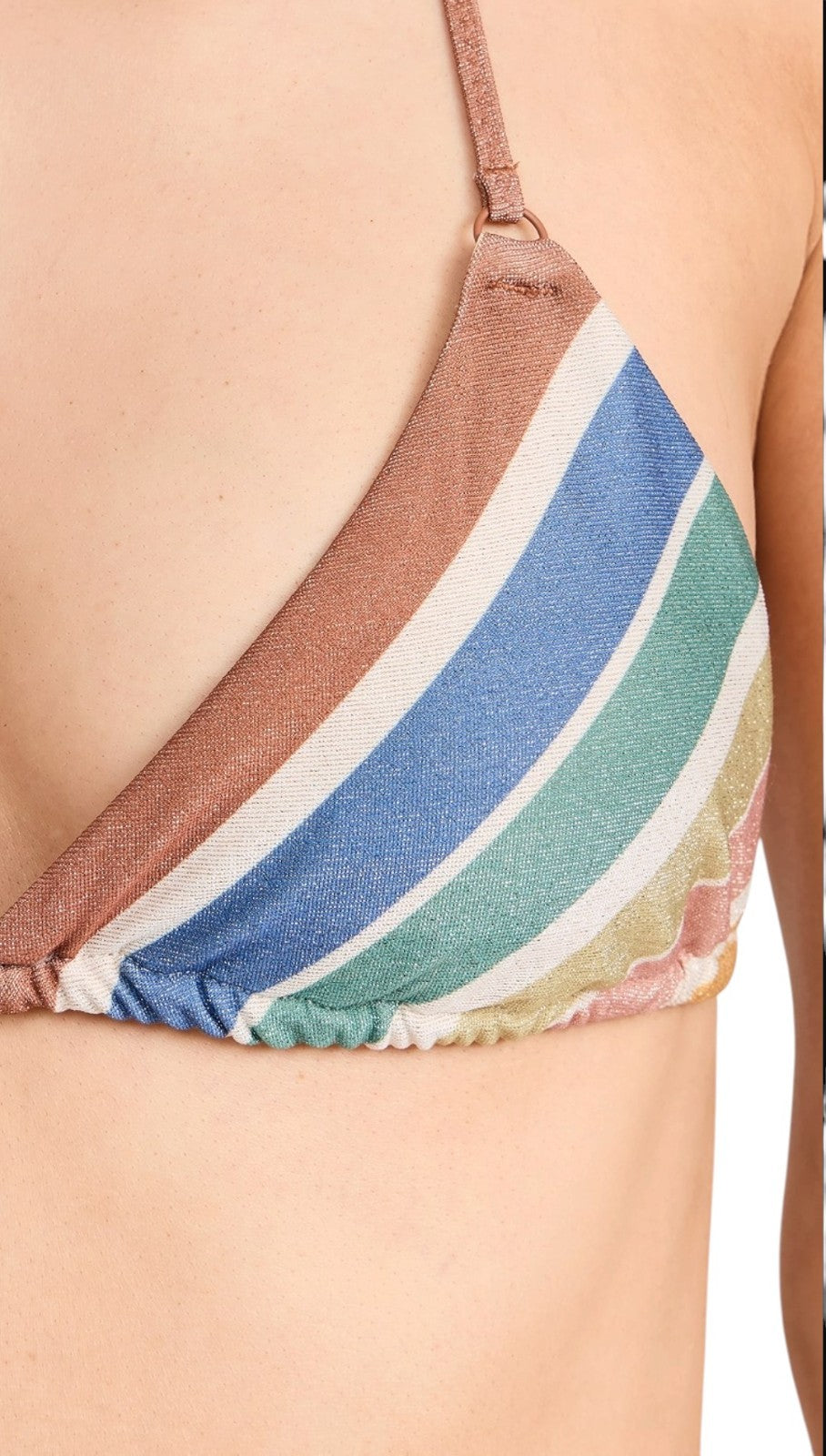 Zimmermann Everly Metallic Mini Tri Bikini | Stripe, Triangle, Tie, Low Rise
