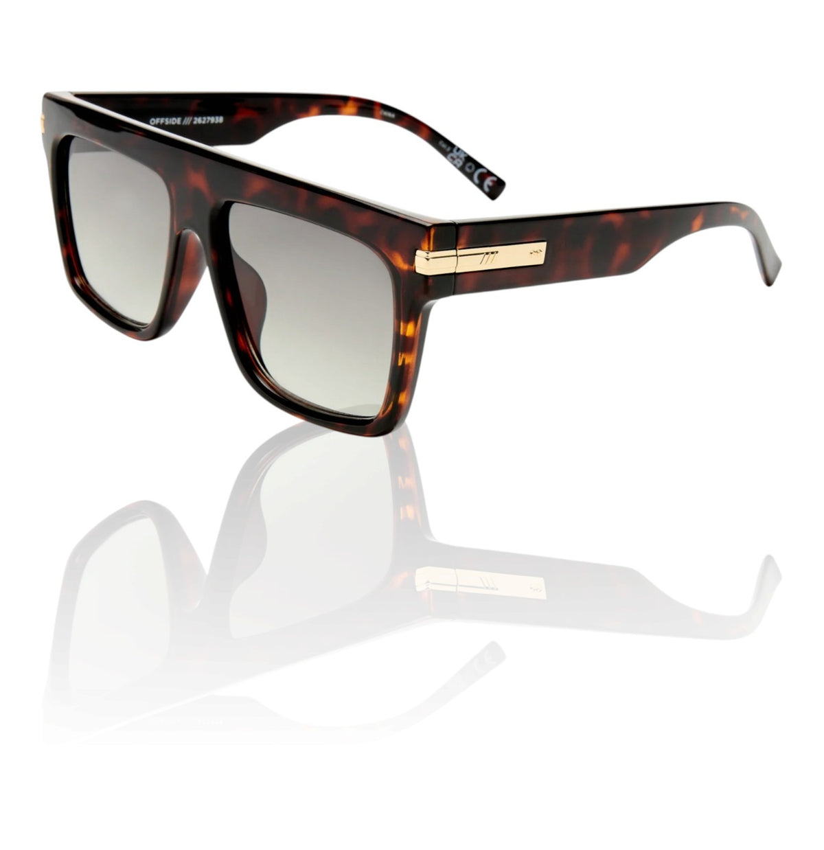 Le Specs Offside Sunglasses | Oversized, Tortoise Shell, Shield, Khaki Gradient