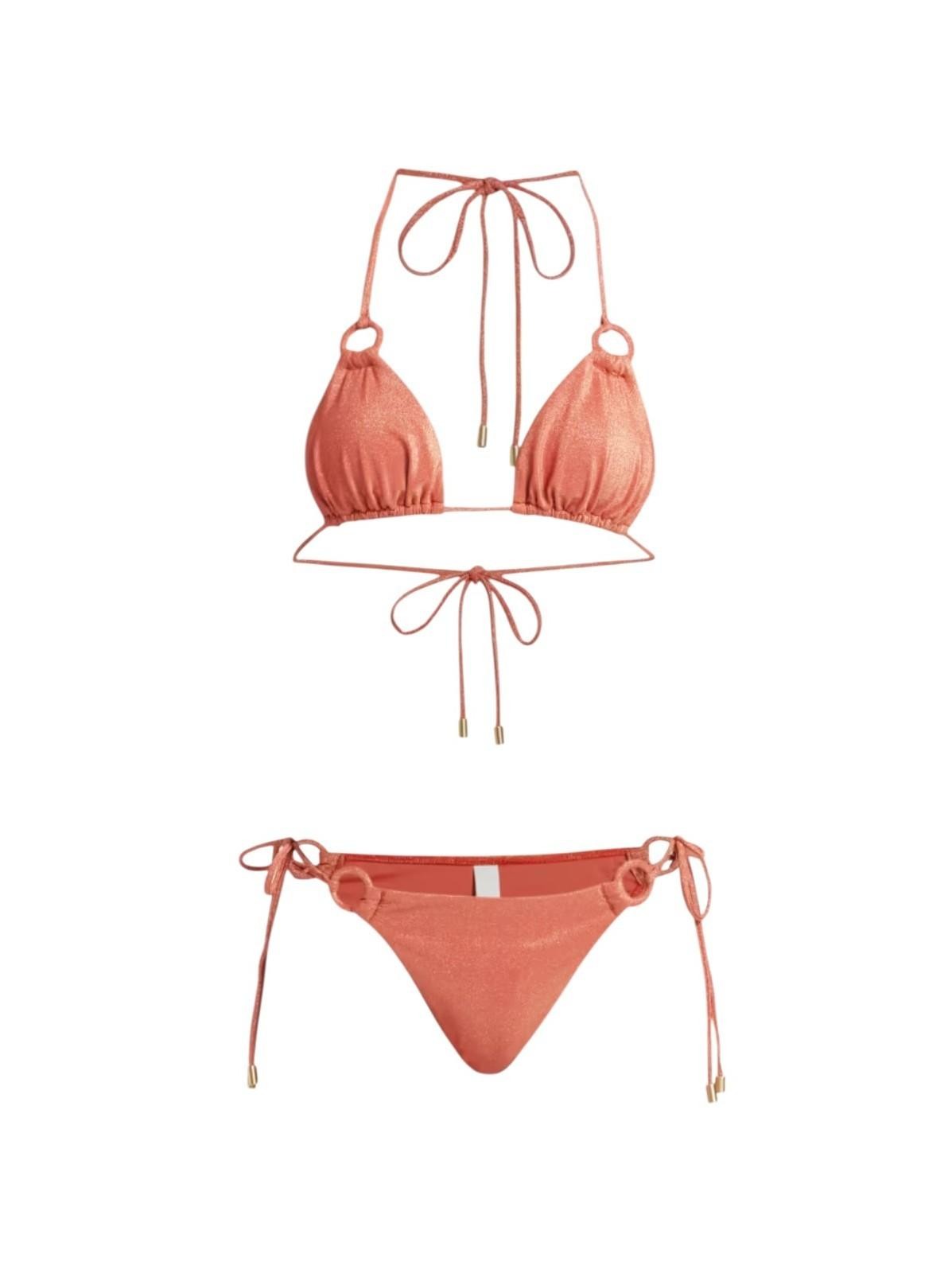 Zimmermann Tallow Metallic Ring Bikini | Lurex/Burnt Orange, Triangle, Low Rise