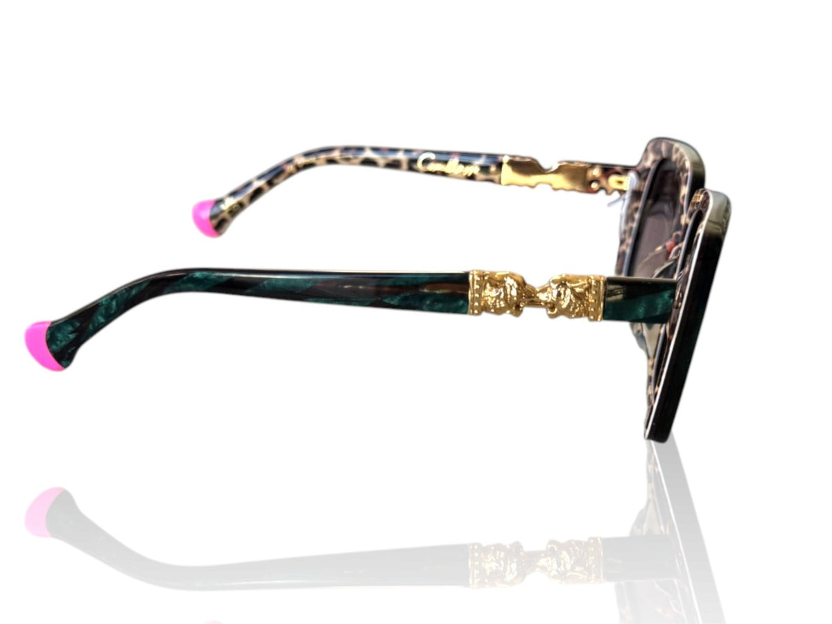 Camilla Happy in the Hamptons Sunglasses |Square, Emerald Green Marble, Leopard