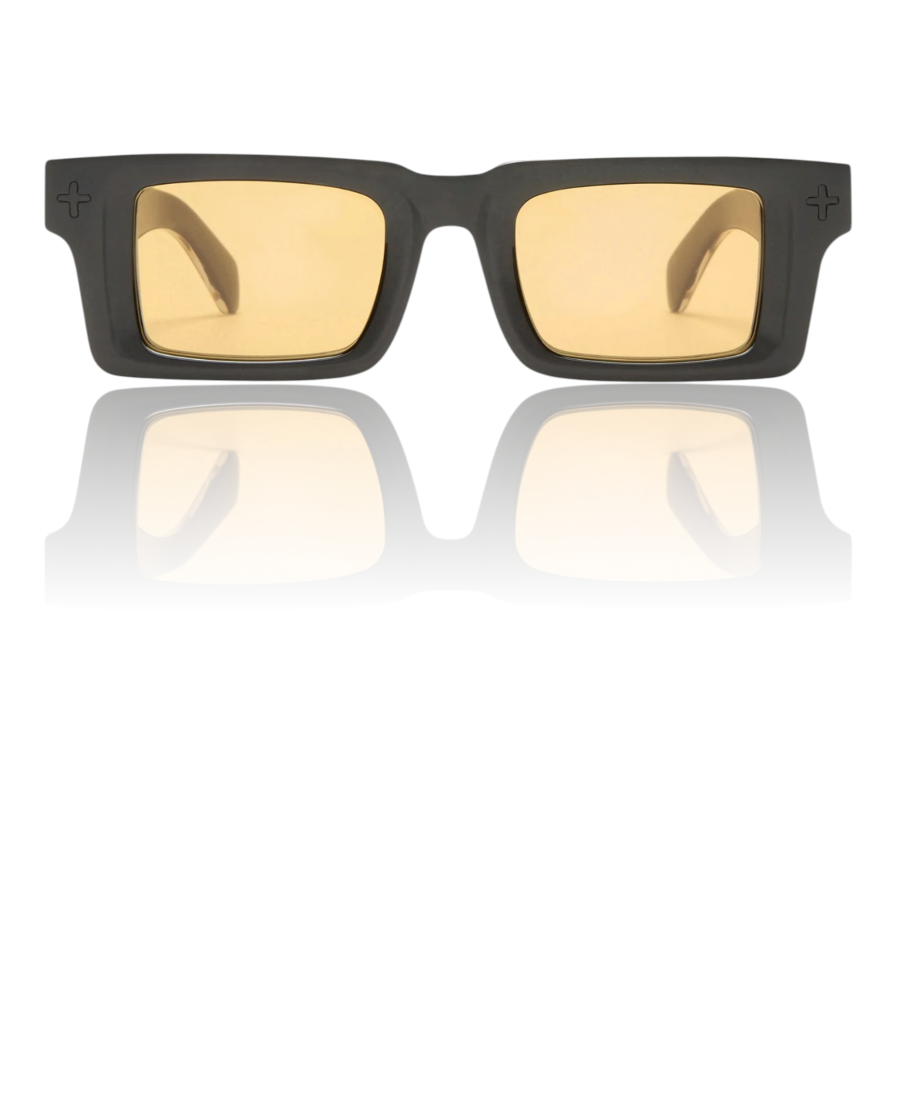 Ksubi Goodsen II Sunglasses | Black/Gold Acetate | Amber Tint, D-Frame, Unisex