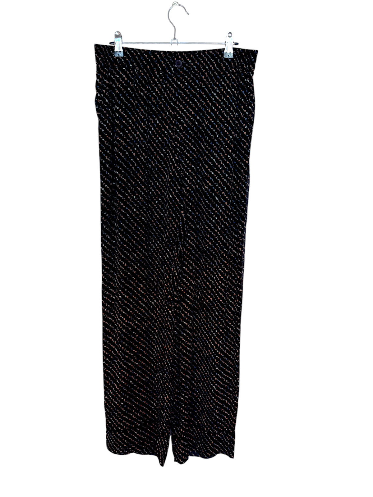 GANNI Black Floral Pants | Sz 36, Georgette, Wide Leg, High Waist, Elastic Waist