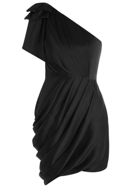 Zimmermann Bow Bodice Dress | Black Mini Cocktail Draped | One Shoulder