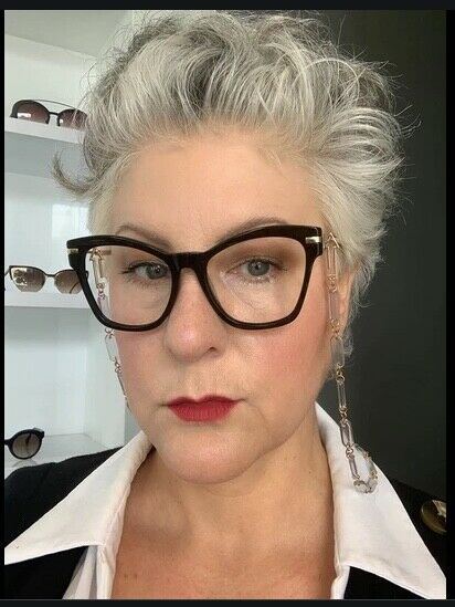 Karen Walker Wilma Optical Glasses | Oversized Cat Eye, Black Acetate $350 RRP