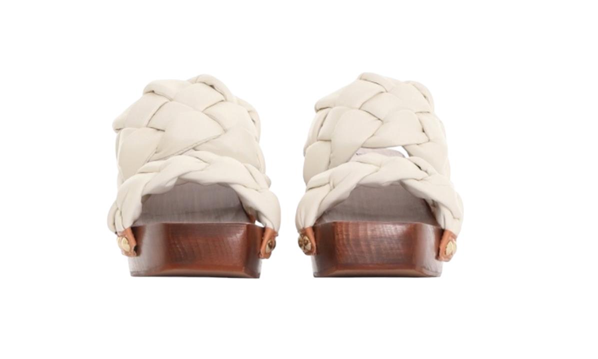 Zimmermann Braided Nappa Clog | Cream/Off-White, Soft Leather/Wood, Wedge Sandal