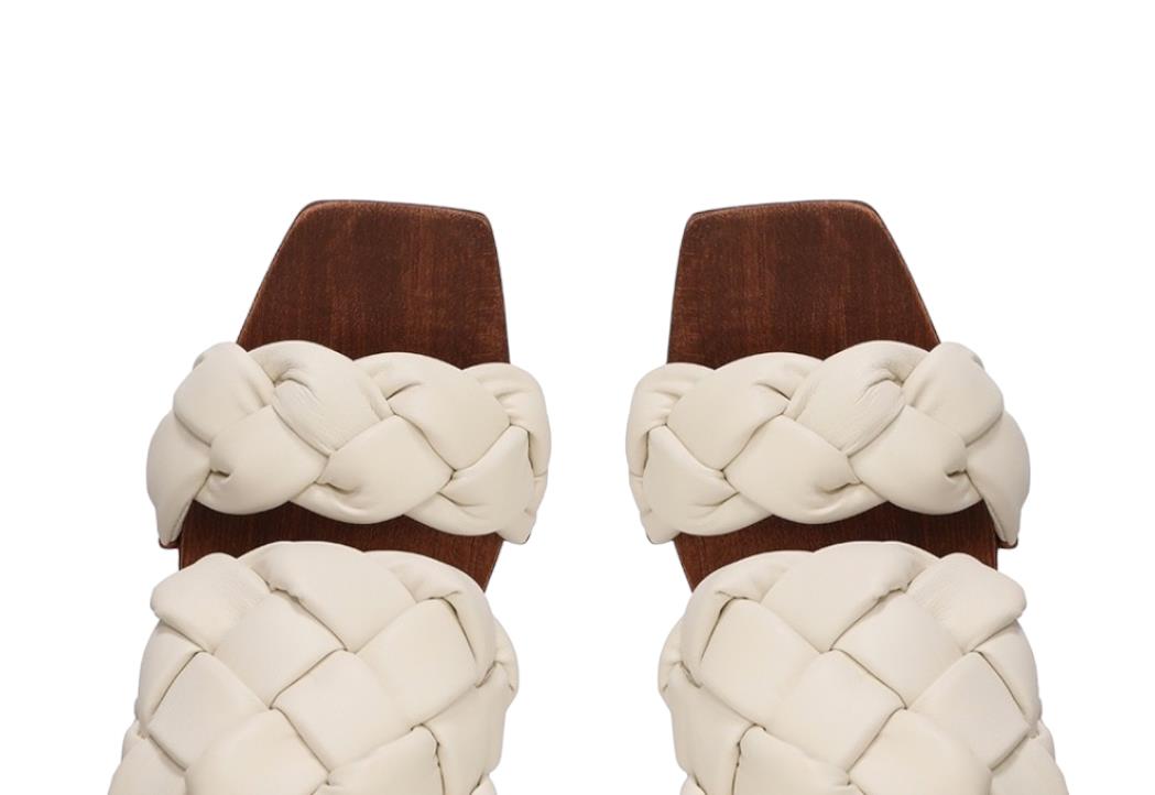 Zimmermann Braided Nappa Clog | Cream/Off-White, Soft Leather/Wood, Wedge Sandal