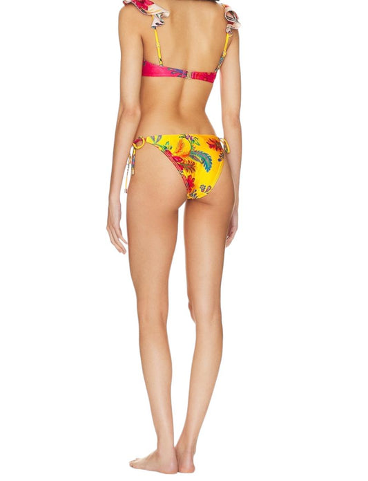 Zimmermann Ginger Frill Shoulder Bikini | Spliced, Floral, Ruffle, Tie Bottoms