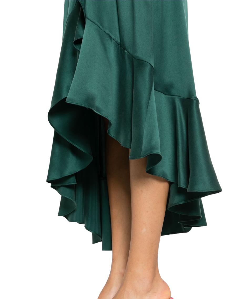 Zimmermann Silk Wrap Midi Dress | Dark Green, Silk, Cocktail, Dolman Sleeves