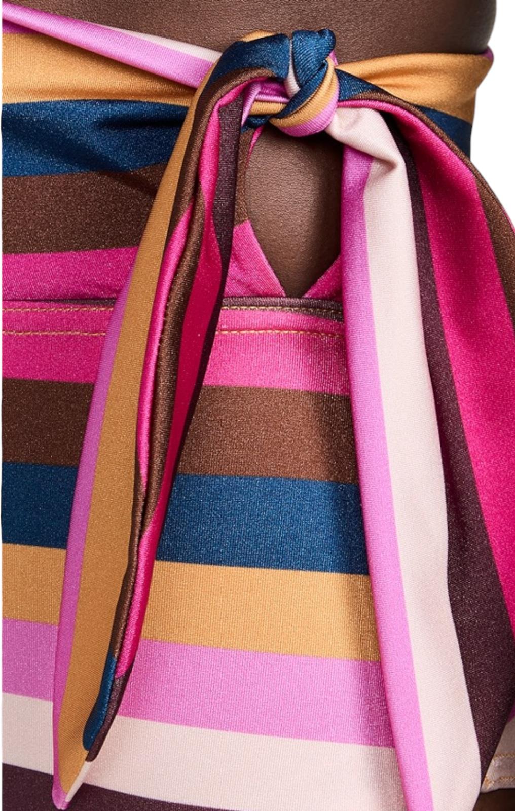 Zimmermann Ginger Scarf Tie One Piece | Multi Colour Stripe, Bandeau, Cut Out