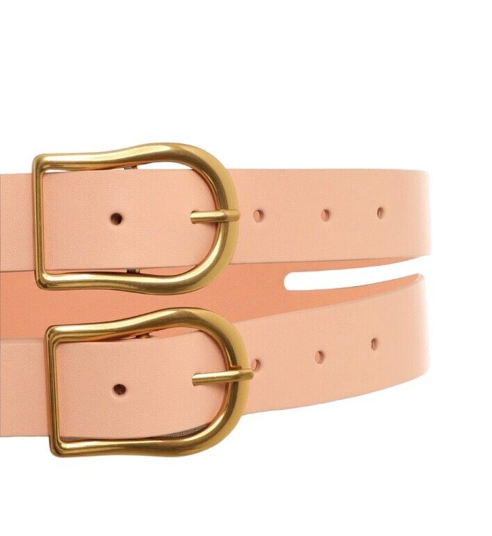 Zimmermann Double Buckle Waist Belt | Apricot, Gold hardware, Leather, Hip Belt