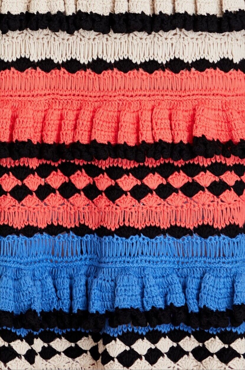 Zimmermann Tiggy Frill Tiered Skirt | Crochet, Navy Multi, Colourful, Stretch
