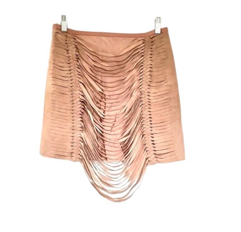 Dion Lee Suede Mini Skirt | Sz 10, Camel/Nude, Stretch Lining, Slashing/Ripping