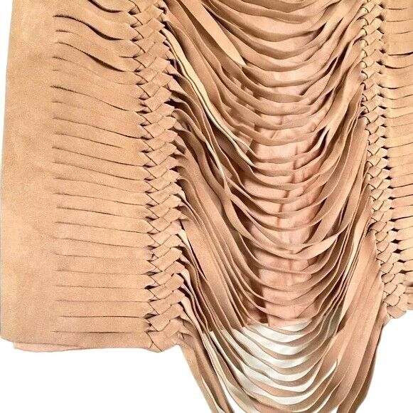 Dion Lee Suede Mini Skirt | Sz 10, Camel/Nude, Stretch Lining, Slashing/Ripping