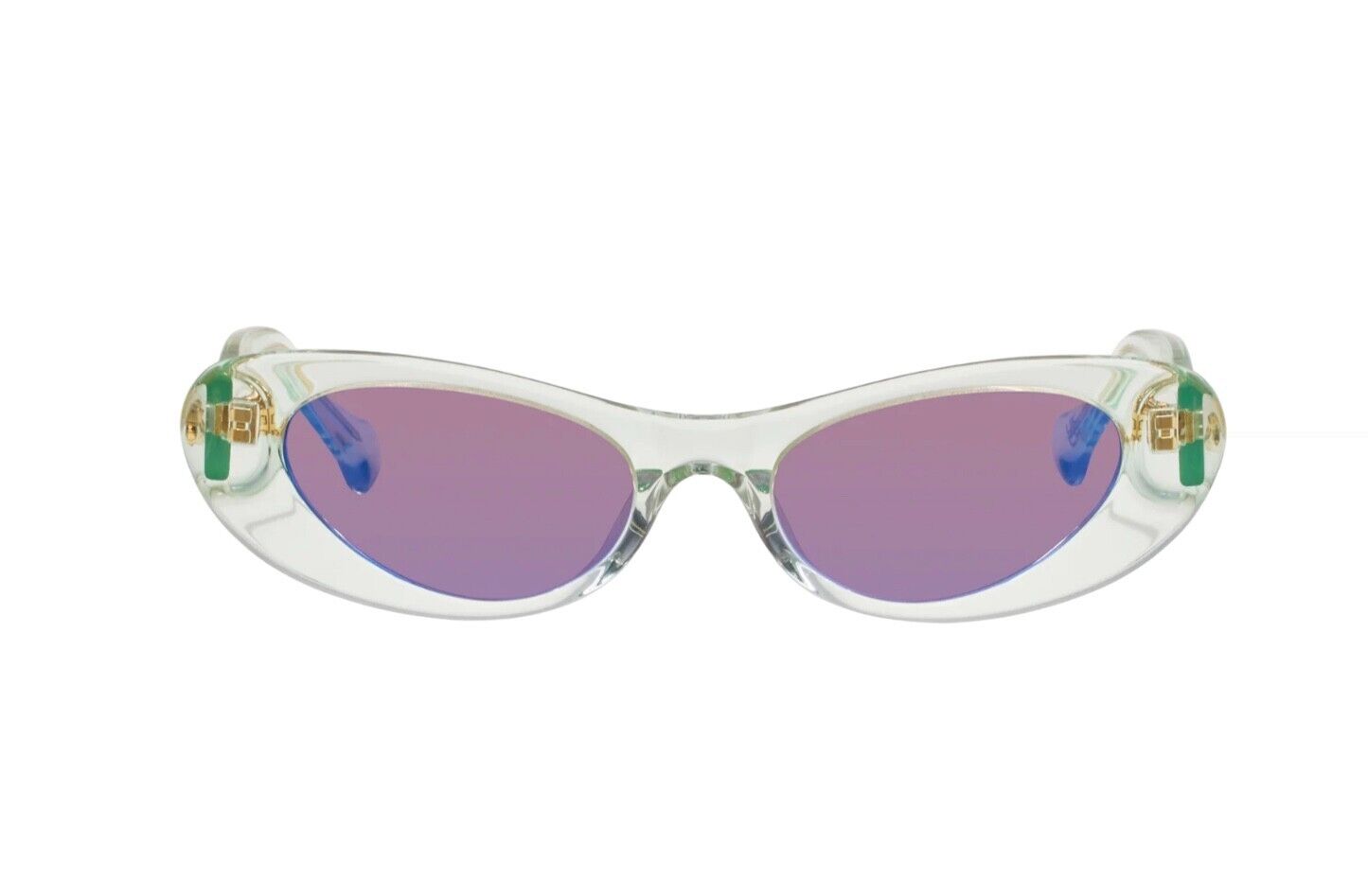 Camilla Champagne & Caviar Sunglasses |  Cats Eye, Hand-Made, Blue Mirror, Clear