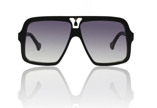 Camilla Starry Nights Sunglasses | Black, Hand-Made, Oversized, Aviator, Crystal
